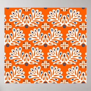 Skandinavische Tradition: Ethnisches Blumenmosaik. Poster