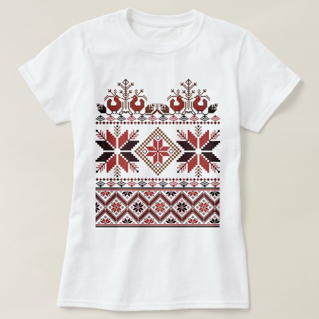 Skandinavische Traditionelle Stickerei T-Shirt (Design vorne)