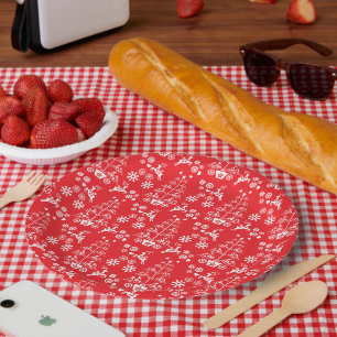 Skandinavische traditionelle Weihnachtsdekoratione Pappteller