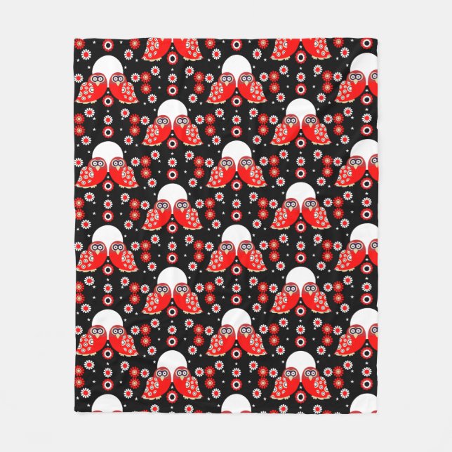 Skandinavische Vogelkunst Fleecedecke (Vorderseite)