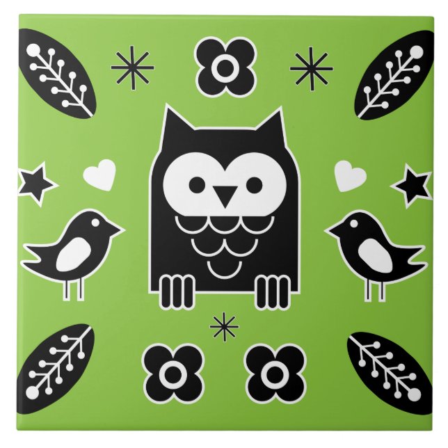 Skandinavische Vogelkunst Fliese (Vorderseite)