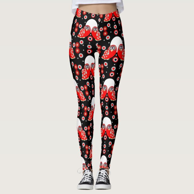 Skandinavische Vogelkunst Leggings (Vorderseite)