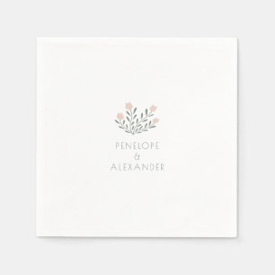 Skandinavische Volkskunst Blumen Rosé Pink Salbei Serviette
