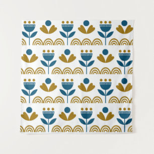 Skandinavische Volkskunst, buntes Muster. Wandteppich