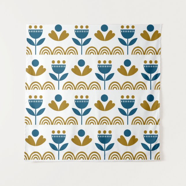 Skandinavische Volkskunst, buntes Muster. Wandteppich (Vorderseite)