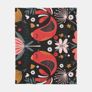 Skandinavische Volkskunst: farbenfrohe Vögel. Fleecedecke