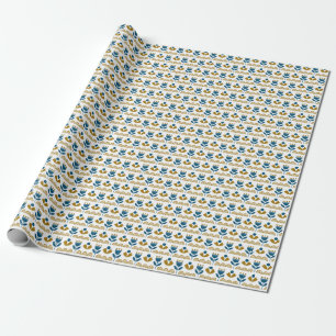 Skandinavische Volkskunst, farbenfrohes Muster. Geschenkpapier