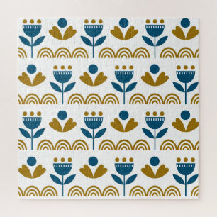 Skandinavische Volkskunst, farbenfrohes Muster. Puzzle