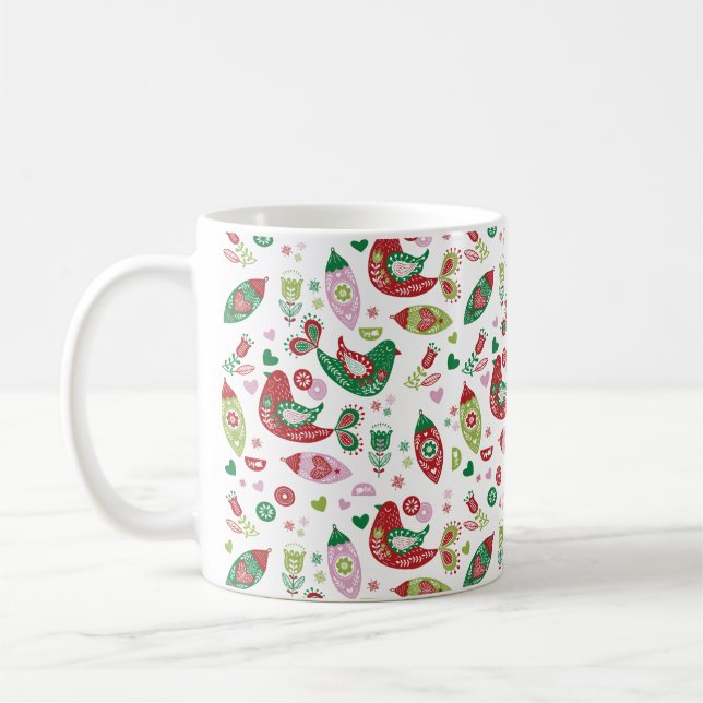 Skandinavische Volkskunst Feiertag Print Tasse (Links)