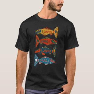 Skandinavische Volkskunst Fisch Cottagecore Natur T-Shirt
