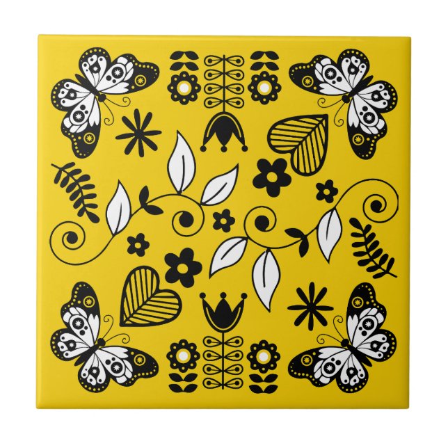 Skandinavische Volkskunst Fliese (Vorderseite)