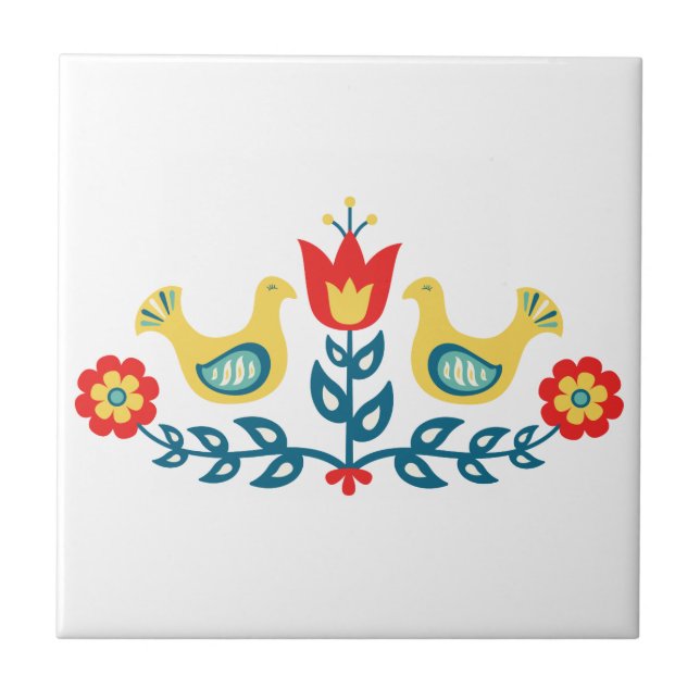 Skandinavische Volkskunst Fliese (Vorderseite)