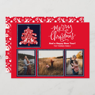 Skandinavische Volkskunst Frohe Weihnachtsbaum 3 F Feiertagskarte