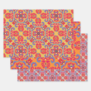 Skandinavische Volkskunst Muster Wrapping Paper Sh Geschenkpapier Set