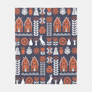 Skandinavische Volkskunst nahtlos Vintages Muster Fleecedecke