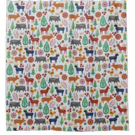 Skandinavische Volkskunst Nordic Boho Modernes Mus Duschvorhang