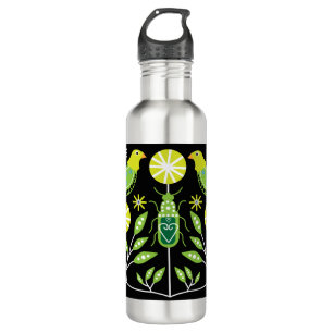 Skandinavische Volkskunst   Nordische Dekoration T Edelstahlflasche