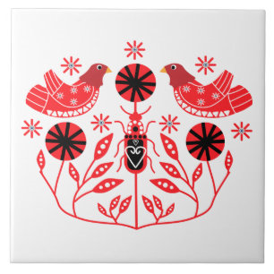 Skandinavische Volkskunst   Nordische Dekorations- Fliese