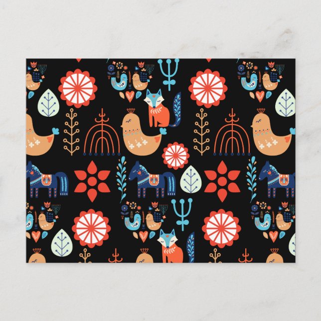 Skandinavische Volkskunst Nordische Minimalistisch Postkarte (Vorderseite)