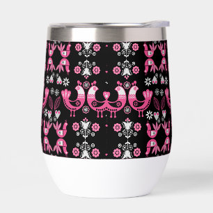 Skandinavische Volkskunst Rosa und Weiße Vögel
