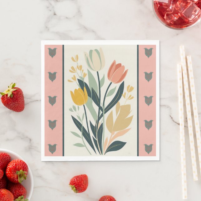 Skandinavische Volkskunst Tulpen Serviette (Beispiel)