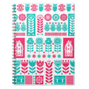 Skandinavische Volkskunst: Vintag nahtlos Notizblock