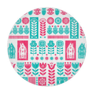 Skandinavische Volkskunst: Vintag nahtlos Schneidebrett