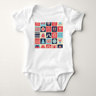 Skandinavische Volkskunst: Vintage Blütenkunst. Baby Strampler
