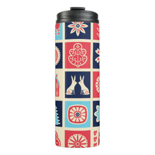Skandinavische Volkskunst: vintage floral. Thermosbecher