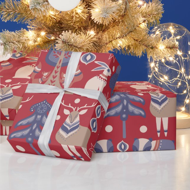 Skandinavische Waldtiere Weihnachten Geschenkpapier (Feiertage)