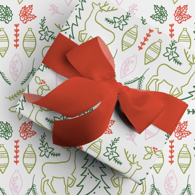 skandinavische Weihnachten Geschenkpapier (Scandinavian Christmas festive holiday gift wrapping paper.)