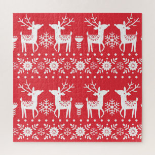 Skandinavische Weihnachten: Schneeflocken & Hirsch Puzzle