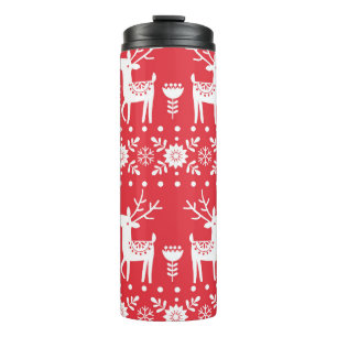 Skandinavische Weihnachten: Schneeflocken & Hirsch Thermosbecher