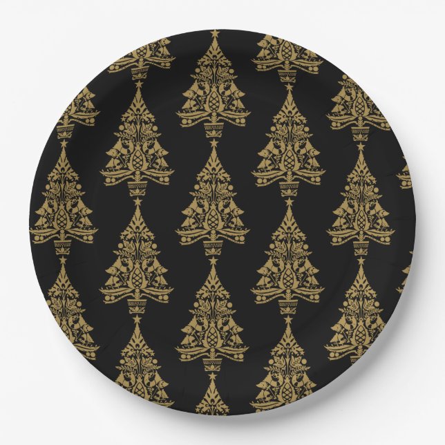 Skandinavische Weihnachtsbaumdekorationen Pappteller (Vorderseite)