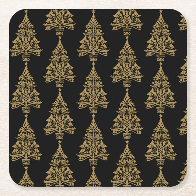 Skandinavische Weihnachtsbaumdekorationen Rechteckiger Pappuntersetzer (Vorderseite)