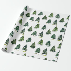 Skandinavische Weihnachtsbäume Muster Winter Blau Geschenkpapier