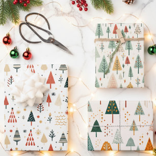 Skandinavische Weihnachtsbäume Nordic Geschenkpapier Set