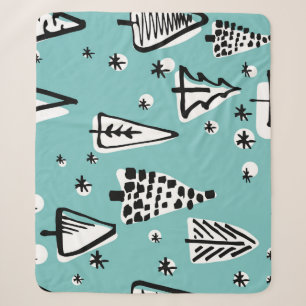 Skandinavische Weihnachtsbäume: Vintage Grafik. Sherpadecke