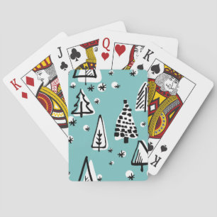 Skandinavische Weihnachtsbäume: Vintage Grafik. Spielkarten