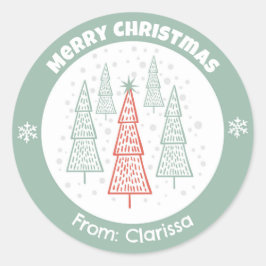 Skandinavische Weihnachtsbaumklammern Runder Aufkleber