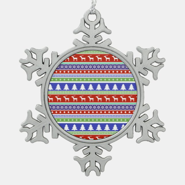 skandinavische Weihnachtsbaumschmuck Schneeflocken Zinn-Ornament (Vorderseite)