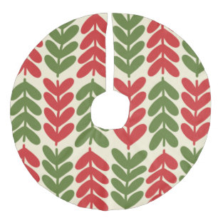 Skandinavische Weihnachtsblätter in Retro-Farben Leinenimitat Weihnachtsbaumdecke
