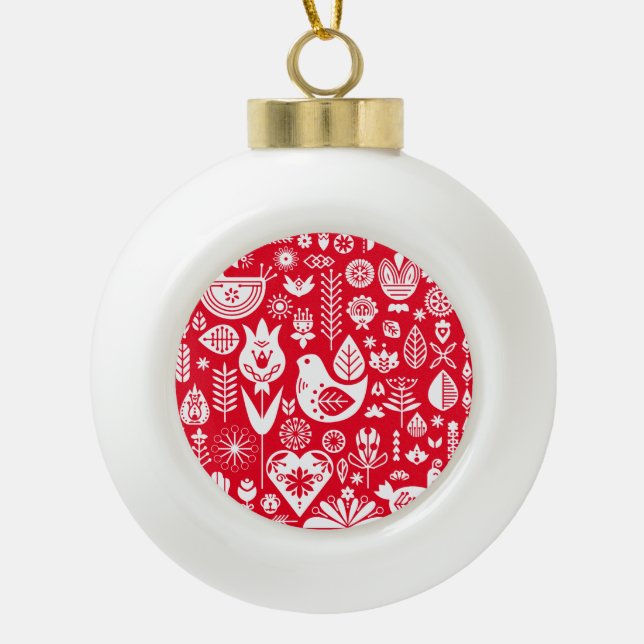 Skandinavische Weihnachtsdekorationen Keramik Kugel-Ornament (Vorderseite)