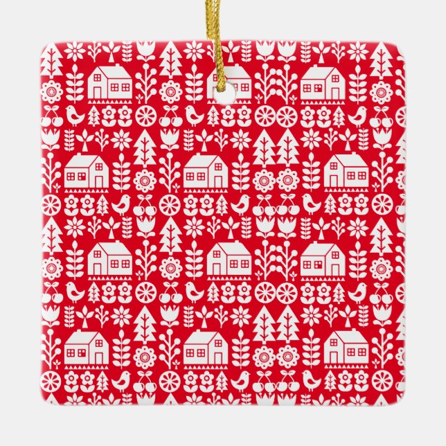 Skandinavische Weihnachtsdekorationen Keramikornament (Vorderseite)