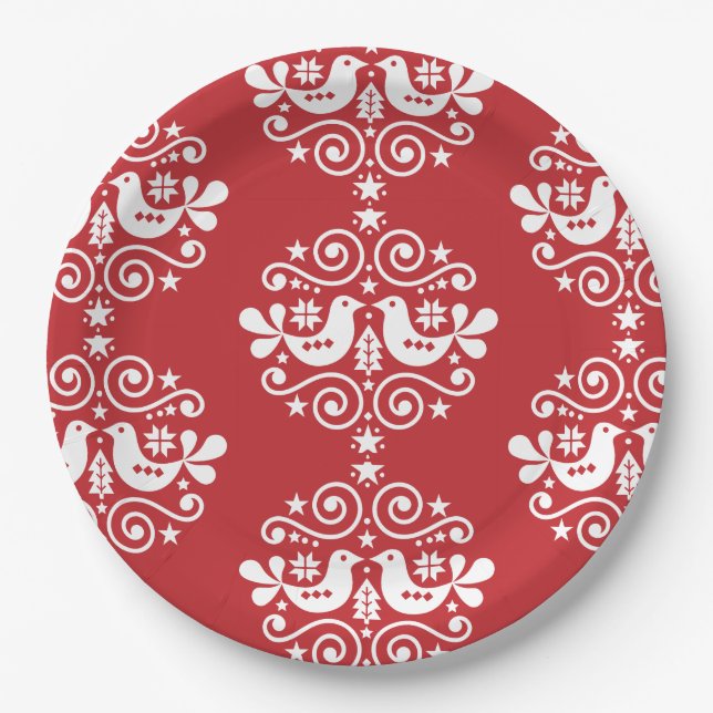 Skandinavische Weihnachtsdekorationen Pappteller (Vorderseite)
