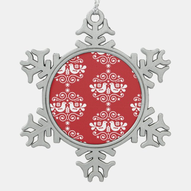 Skandinavische Weihnachtsdekorationen Schneeflocken Zinn-Ornament (Vorderseite)