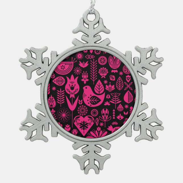 Skandinavische Weihnachtsdekorationen Schneeflocken Zinn-Ornament (Vorderseite)