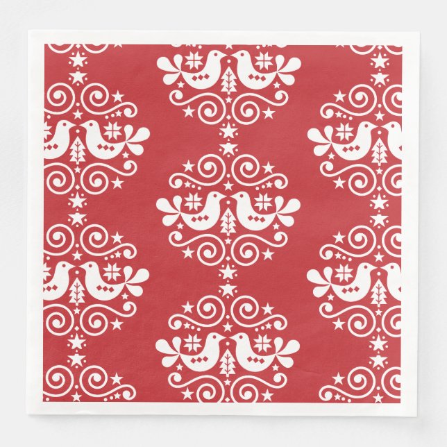 Skandinavische Weihnachtsdekorationen Serviette (Vorderseite)