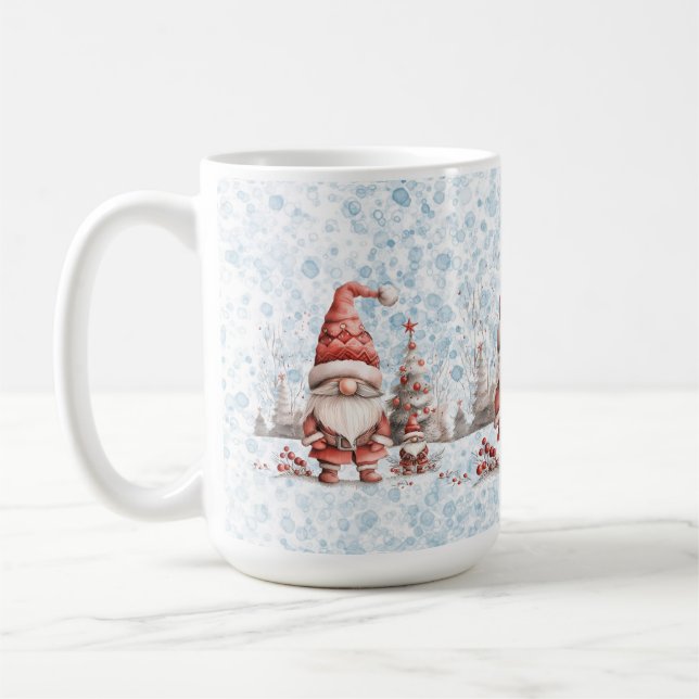 Skandinavische Weihnachtsgnome Red Berries Kaffeetasse (Links)