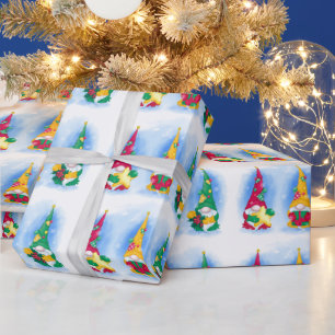Skandinavische Weihnachtsgnome Wasserfarbe Urlaub Geschenkpapier
